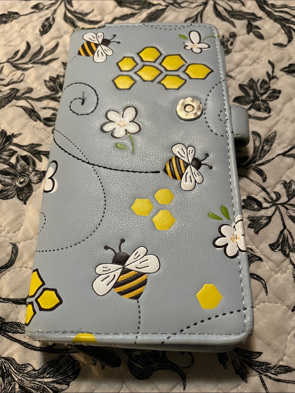 Shag Wear Light Blue Bee & Honeycomb Phone Wallet